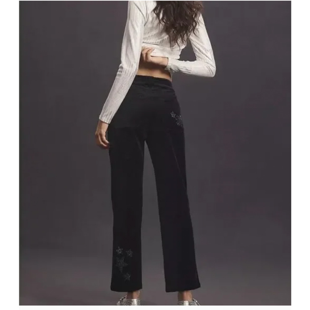 Anthropologie The Wanderer Star Embellished Velvet Pants by Pilcro 25 NEW - Picture 2 of 5